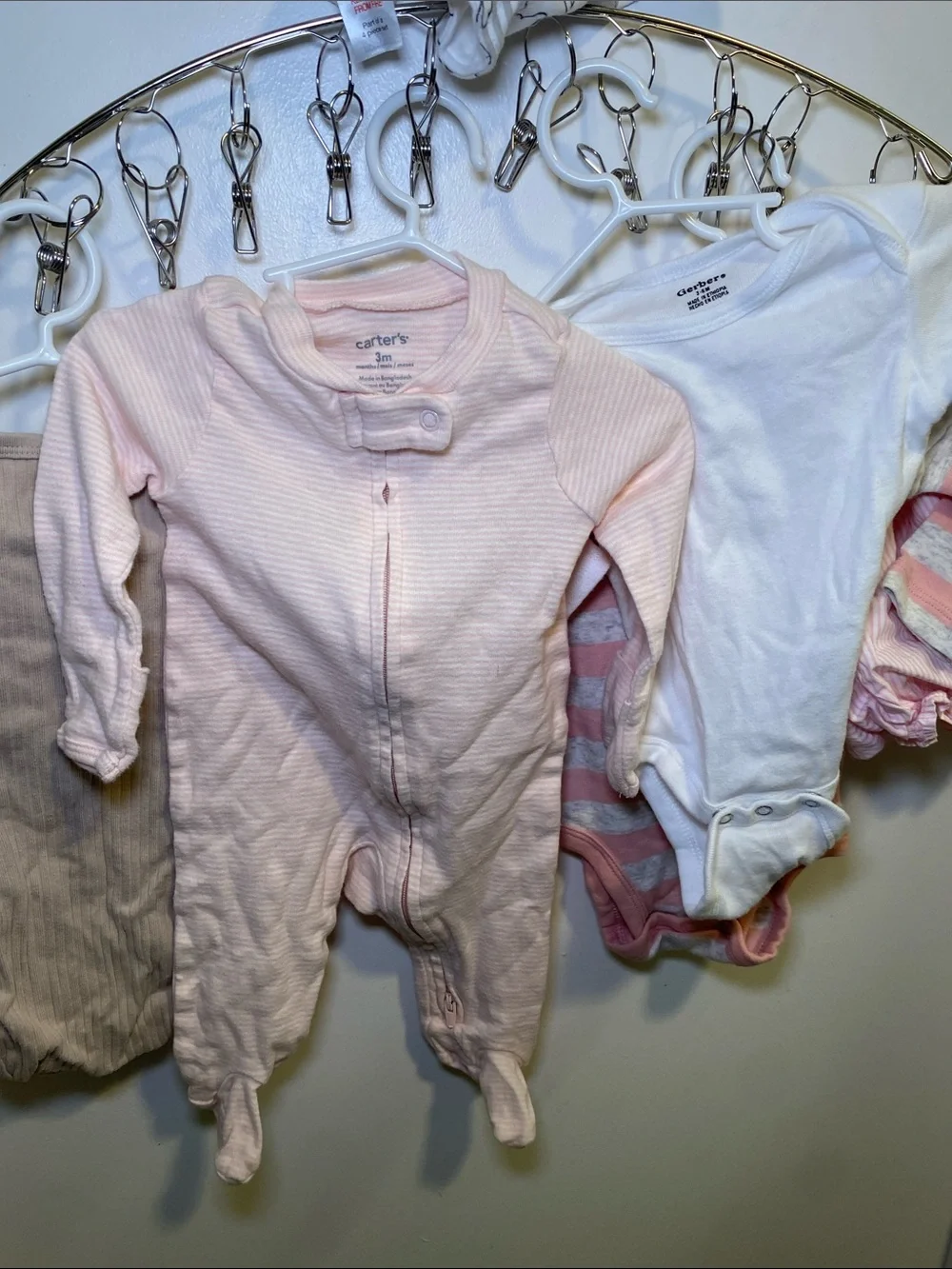 Carter's Pink & Neutral Striped Long-Sleeve Baby Bodysuit Set, with other brands